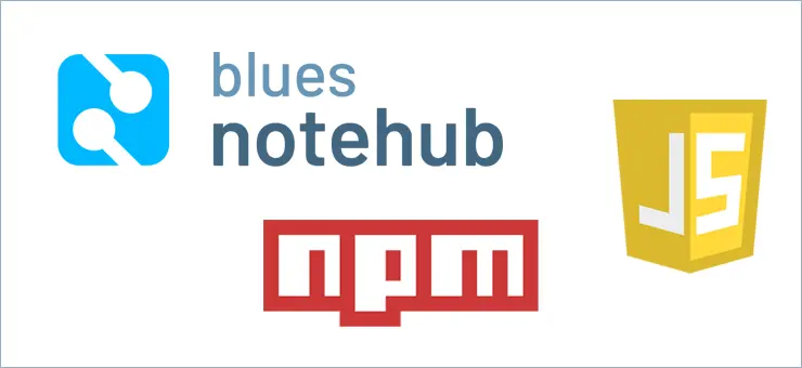 Logo for Blues Notehub.io, npm, and JavaScript for the Notehub JS library